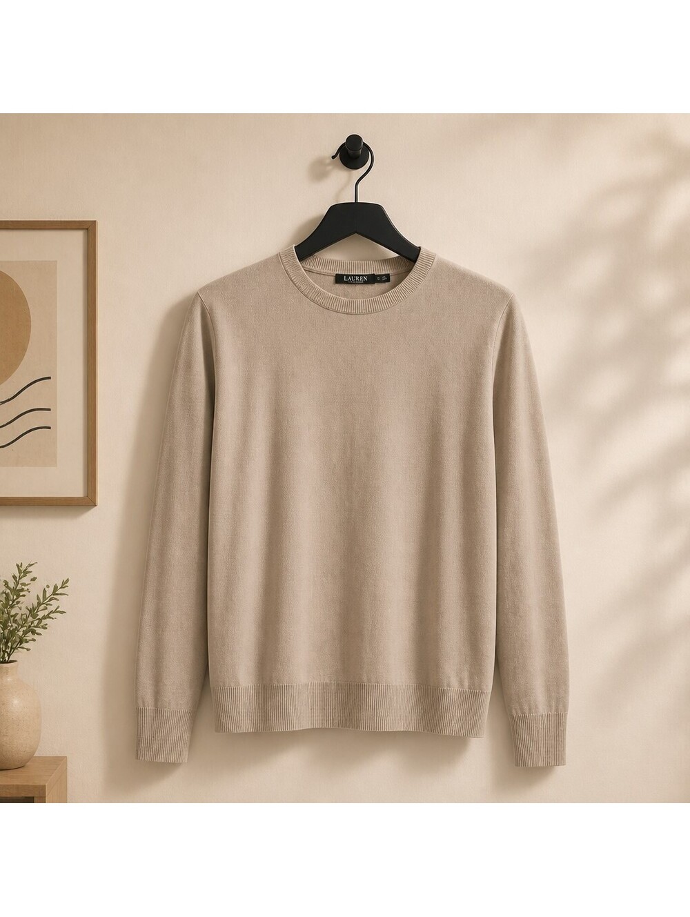 Lauren Ralph Lauren Beige Crew Neck Pullover Sweater Size S